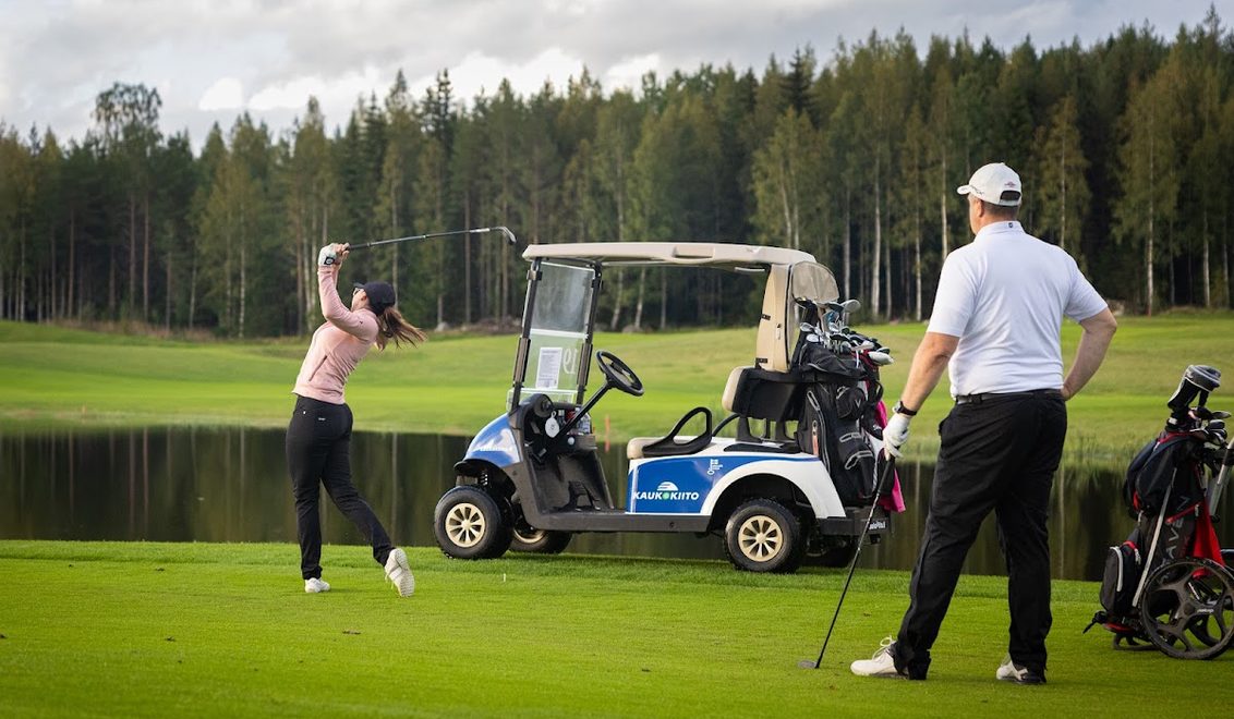 Lady golfer hits at Pirkkala Golf, Finland